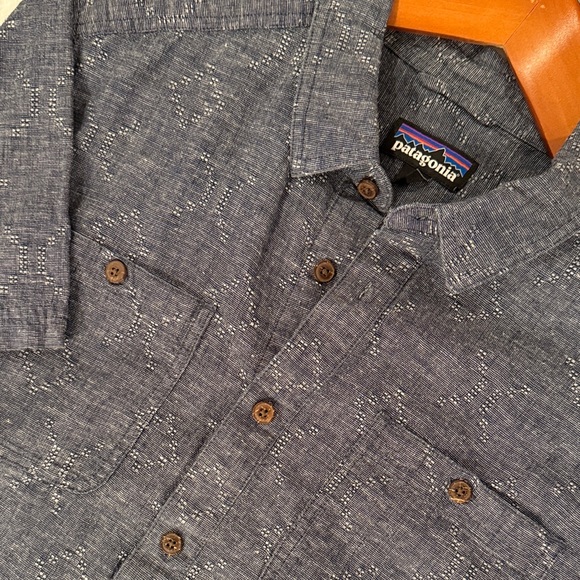Patagonia Other - Men’s Patagonia Textured Navy Button Down Shirt | 55% Hemp 45% Cotton | Size M
